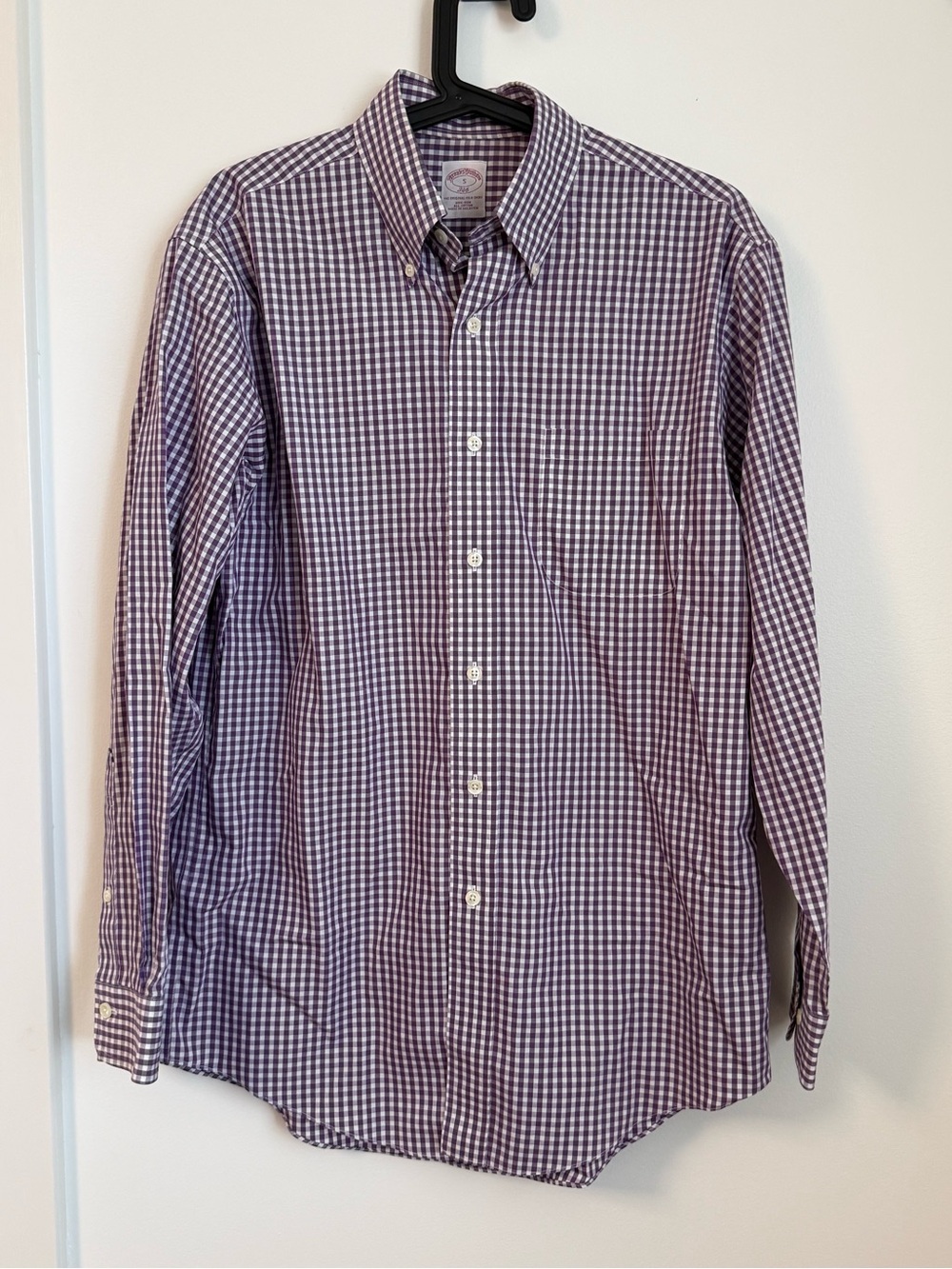 Brooks Brothers Purple and White Gingham Button-Down Shirt